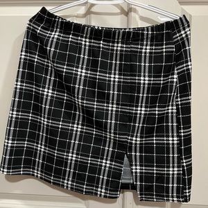 Plaid Skirt with Slit